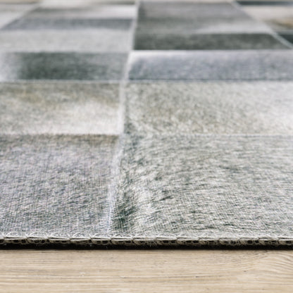 8 x 10 Grey Charcoal Brown & Beige Geometric Power Loom Stain Resistant Rug