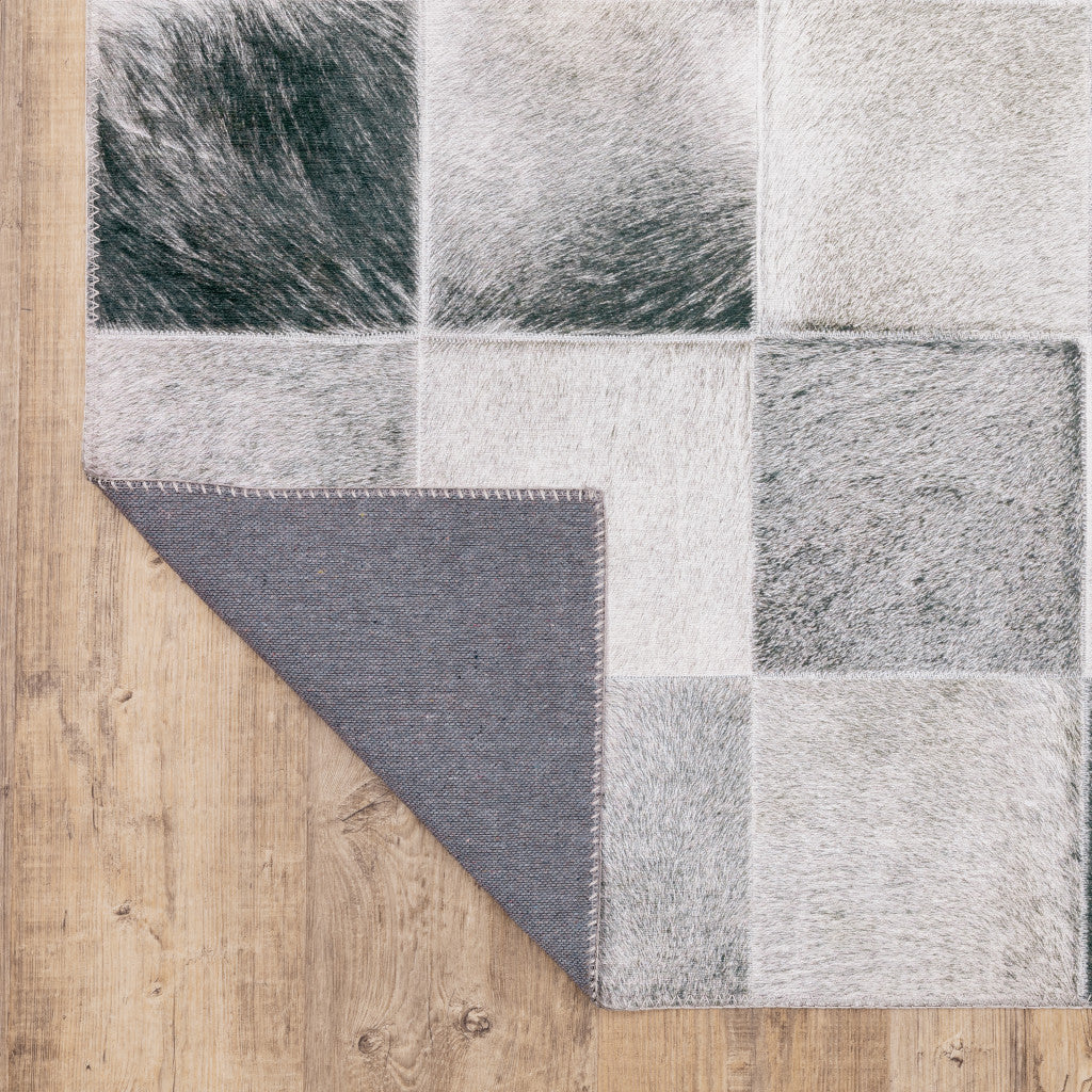 8 x 10 Grey Charcoal Brown & Beige Geometric Power Loom Stain Resistant Rug