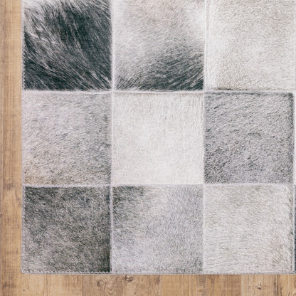 8 x 10 Grey Charcoal Brown & Beige Geometric Power Loom Stain Resistant Rug