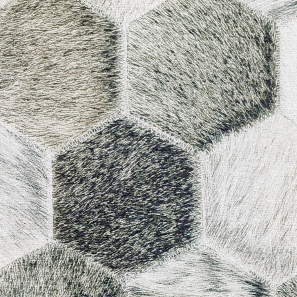 8 x 10 Grey Charcoal Brown Tan & Ivory Geometric Power Loom Stain Resistant Rug