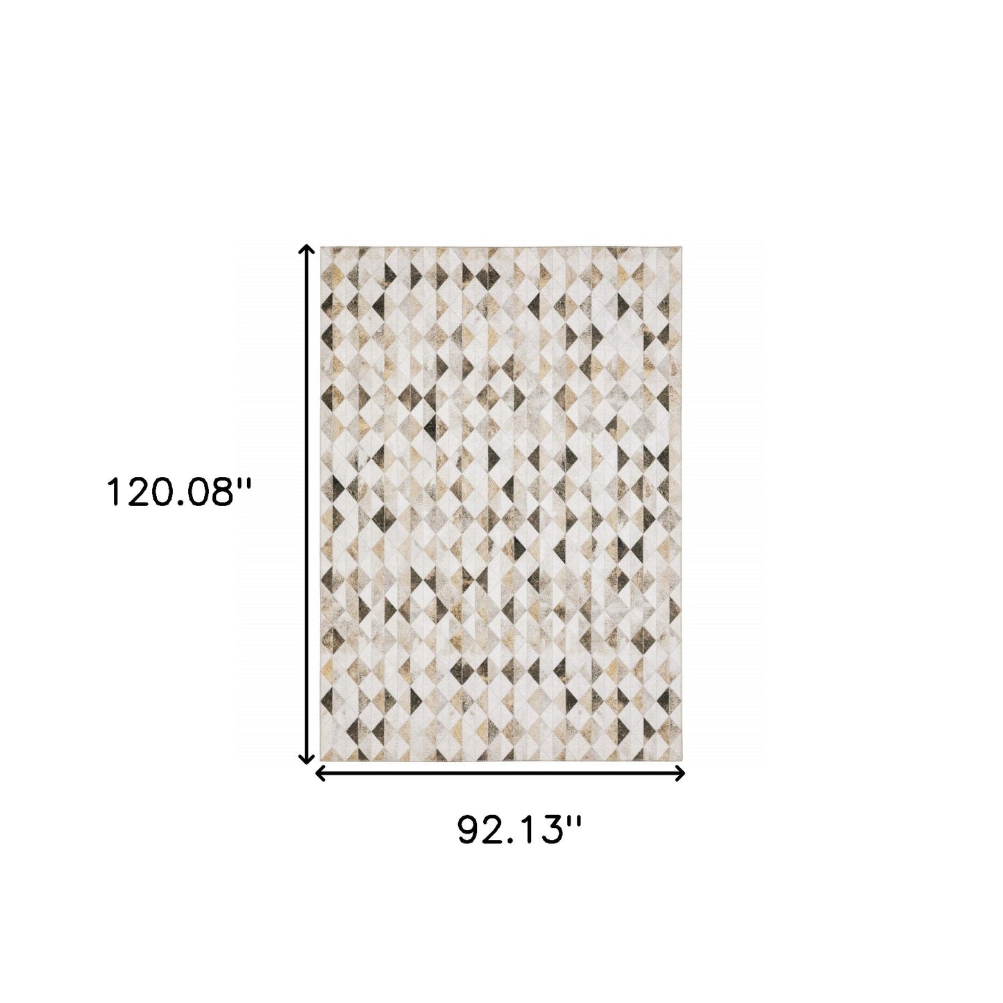 8 x 10 Beige Brown Grey & Ivory Geometric Power Loom Stain Resistant Rug