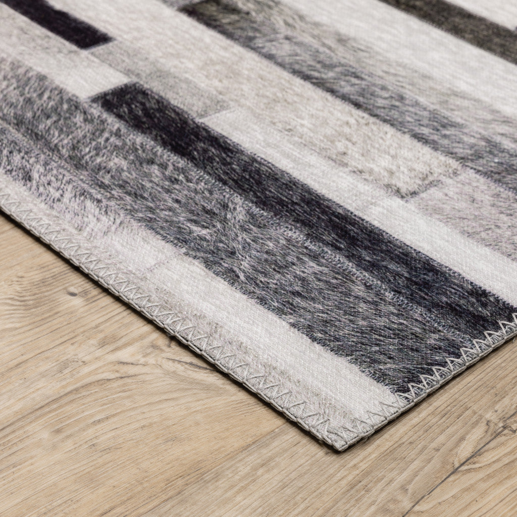 8 x 10 Grey Charcoal & Beige Geometric Power Loom Stain Resistant Rug