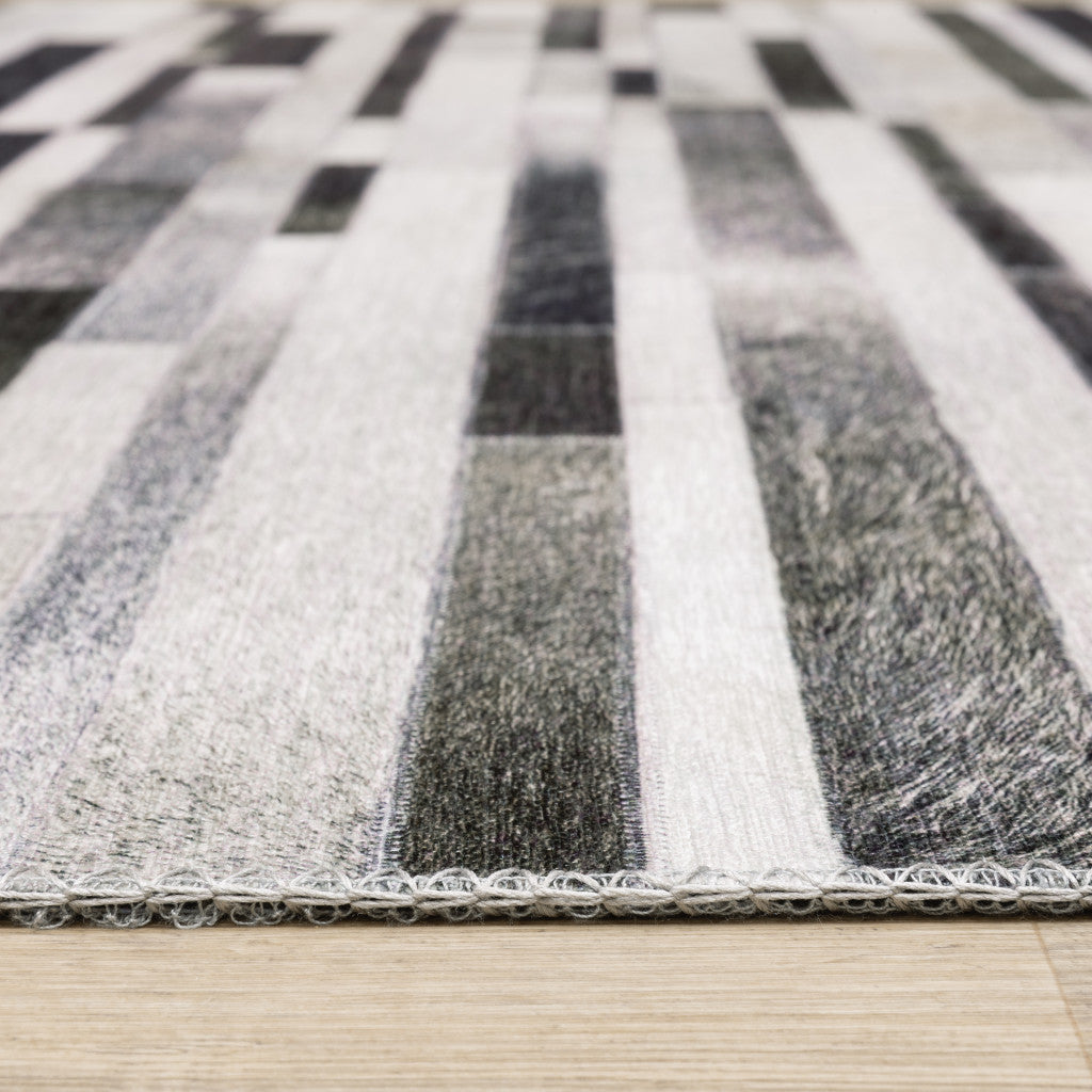 8 x 10 Grey Charcoal & Beige Geometric Power Loom Stain Resistant Rug