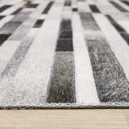 8 x 10 Grey Charcoal & Beige Geometric Power Loom Stain Resistant Rug