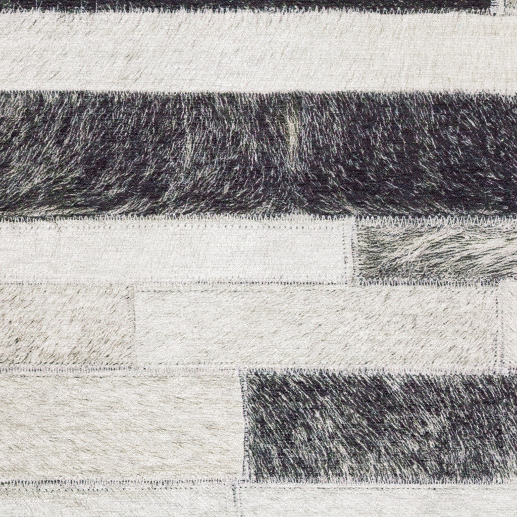 8 x 10 Grey Charcoal & Beige Geometric Power Loom Stain Resistant Rug