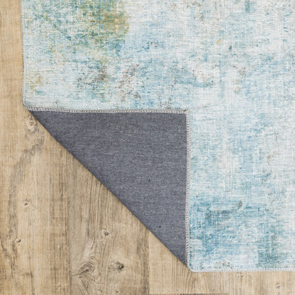 8 x 10 Yellow Gold Blue Green Brown Grey & Beige Power Loom Stain Resistant Rug