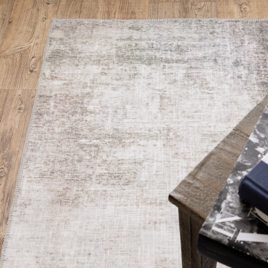 8 x 10 Beige Blue Grey Green Brown & Purple Power Loom Stain Resistant Rug