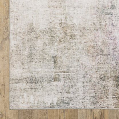 8 x 10 Beige Blue Grey Green Brown & Purple Power Loom Stain Resistant Rug