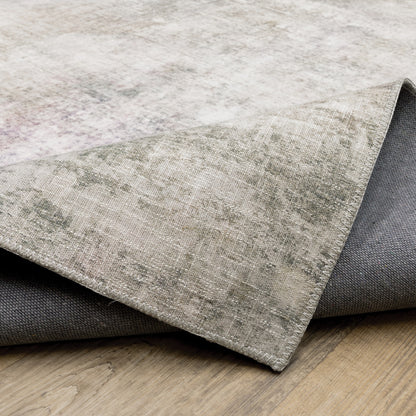 8 x 10 Beige Blue Grey Green Brown & Purple Power Loom Stain Resistant Rug