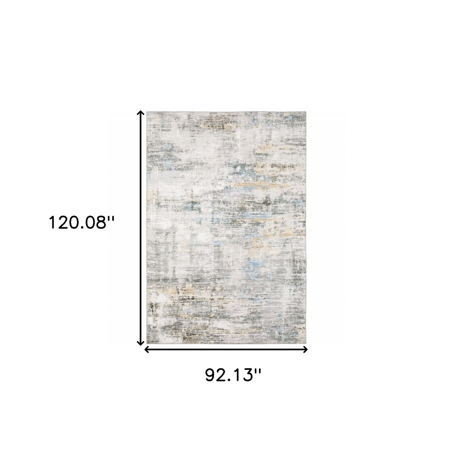 8 x 10 Grey Gold Blue Beige & Green Power Loom Stain Resistant Rug