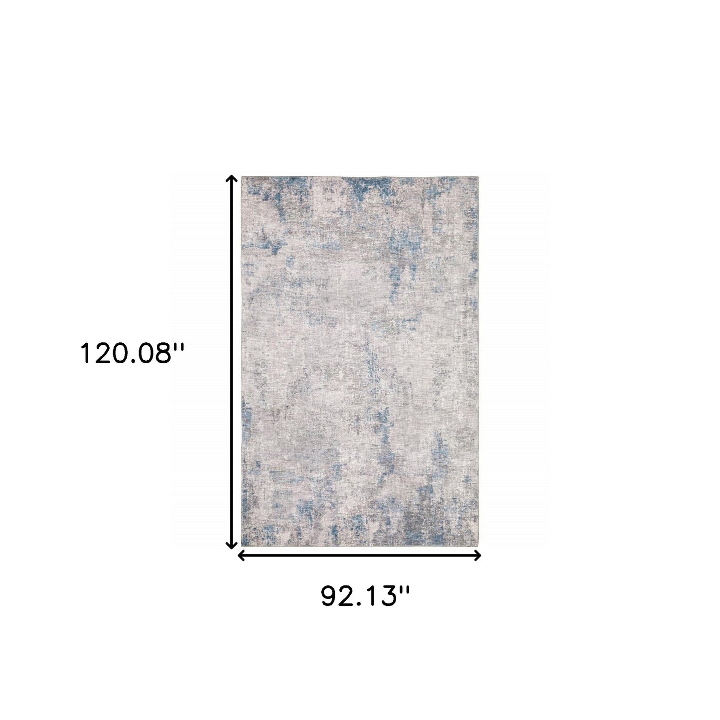 8 x 10 Grey & Blue Power Loom Stain Resistant Rug