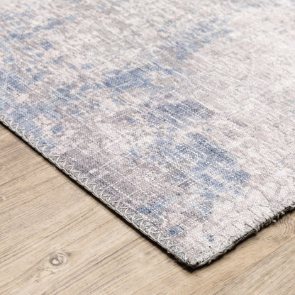 8 x 10 Grey & Blue Power Loom Stain Resistant Rug