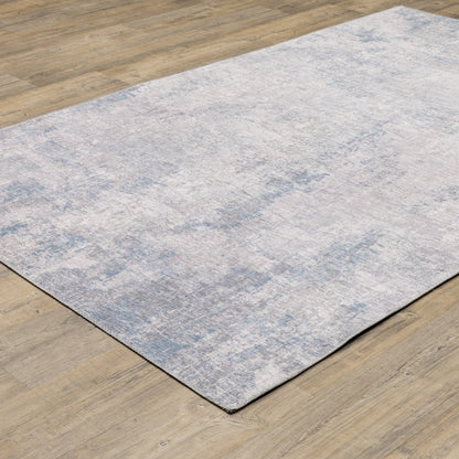 8 x 10 Grey & Blue Power Loom Stain Resistant Rug