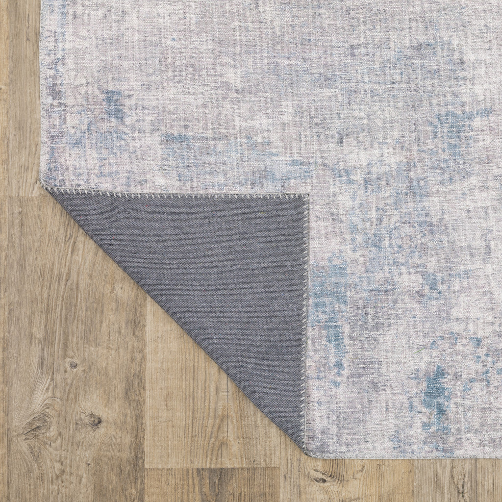 8 x 10 Grey & Blue Power Loom Stain Resistant Rug