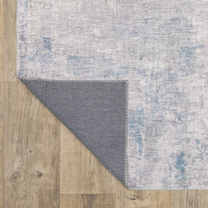 8 x 10 Grey & Blue Power Loom Stain Resistant Rug