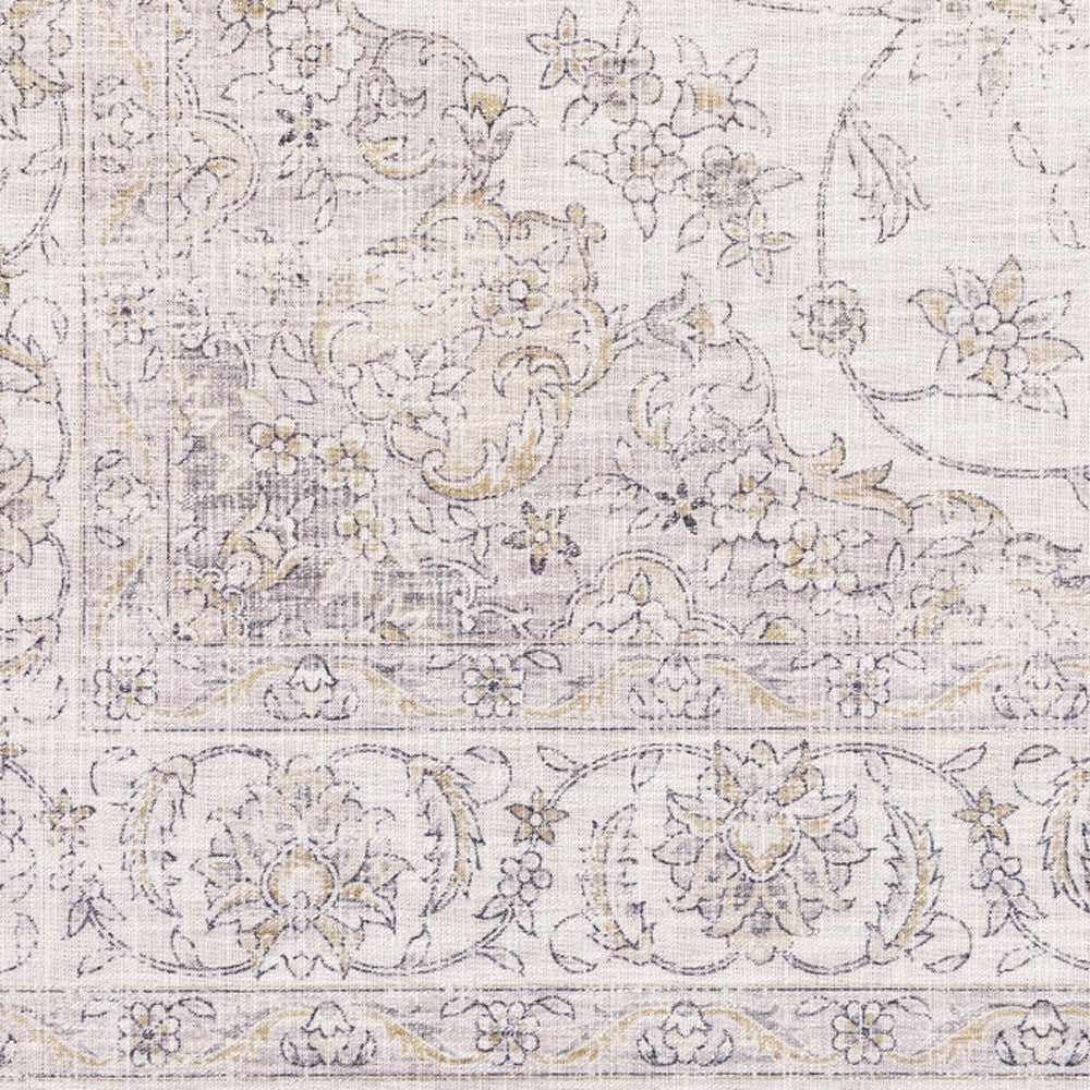 8 x 10 Beige Gold & Grey Oriental Power Loom Stain Resistant Rug