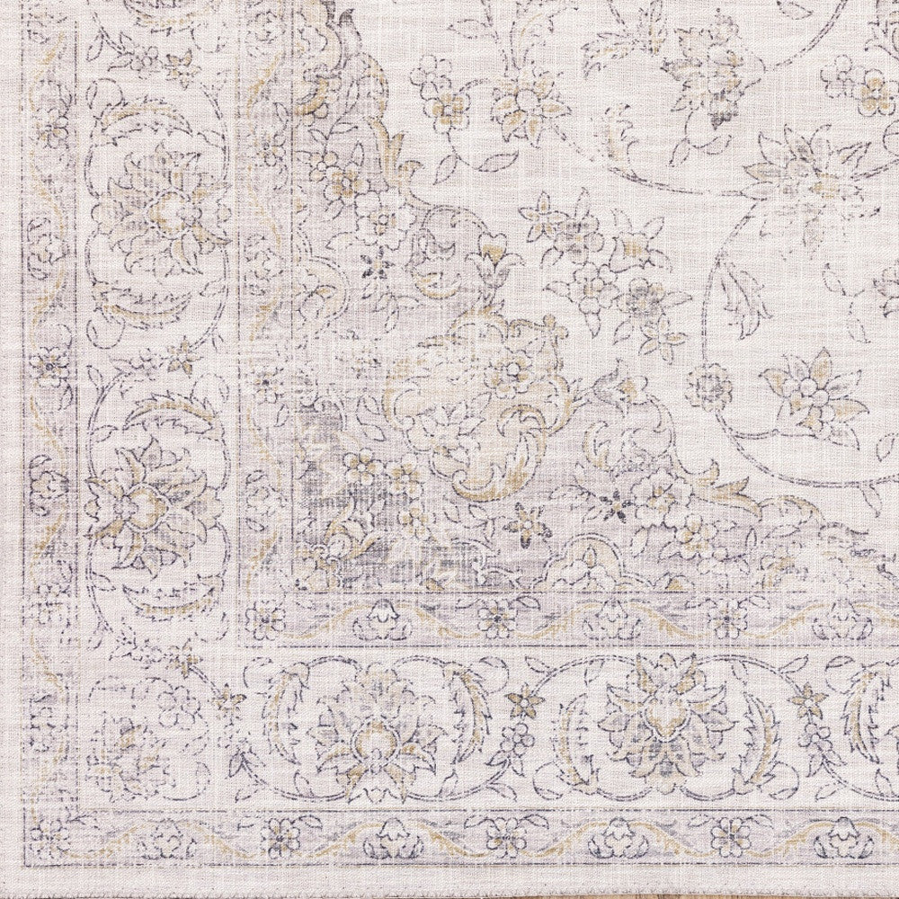 8 x 10 Beige Gold & Grey Oriental Power Loom Stain Resistant Rug