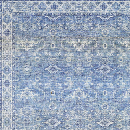 8 x 10 Blue & Grey Oriental Power Loom Stain Resistant Rug