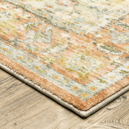 8 x 10 Orange Silver Gold & Grey Power Loom Stain Resistant Rug
