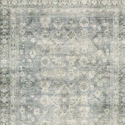 8 x 10 Blue Ivory & Grey Oriental Power Loom Stain Resistant Rug