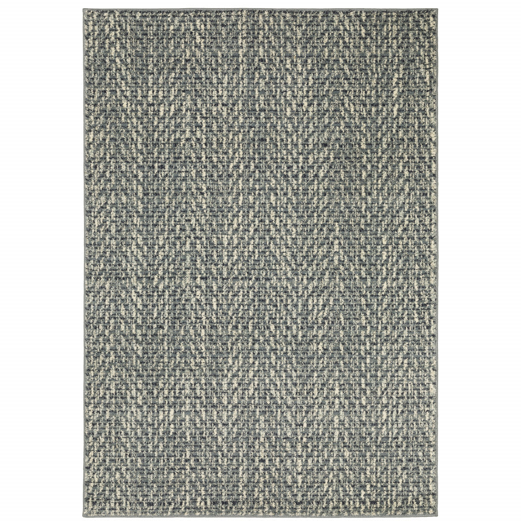 10 x 13 Blue Ivory Grey & Light Blue Geometric Power Loom Stain Resistant Rug