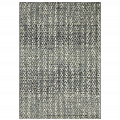 10 x 13 Blue Ivory Grey & Light Blue Geometric Power Loom Stain Resistant Rug