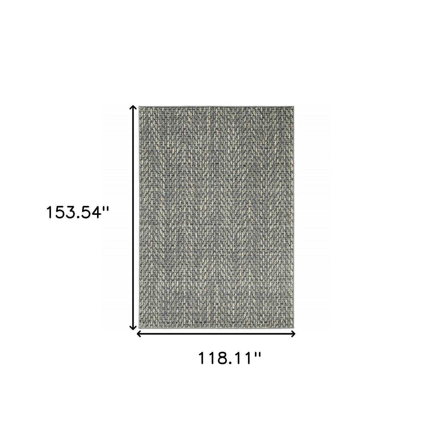 10 x 13 Blue Ivory Grey & Light Blue Geometric Power Loom Stain Resistant Rug