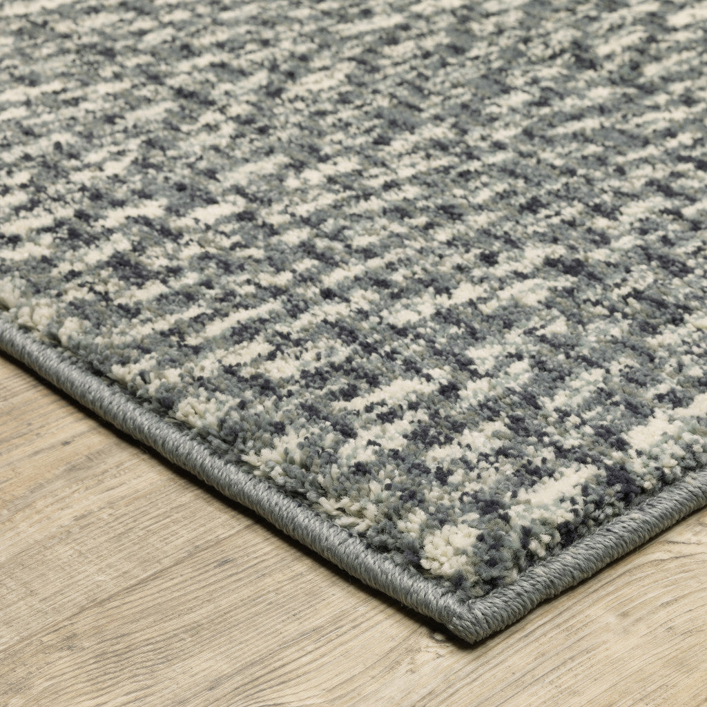 10 x 13 Blue Ivory Grey & Light Blue Geometric Power Loom Stain Resistant Rug
