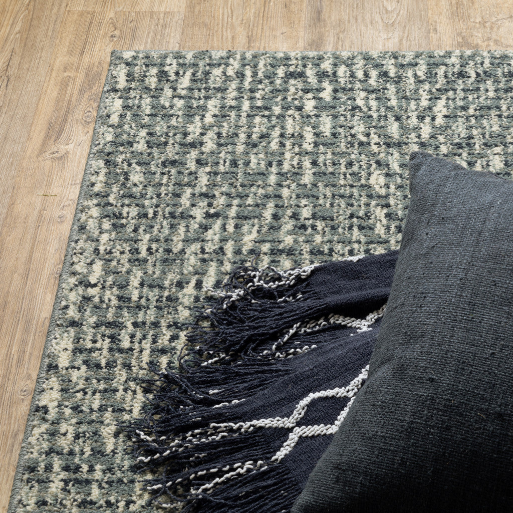 10 x 13 Blue Ivory Grey & Light Blue Geometric Power Loom Stain Resistant Rug