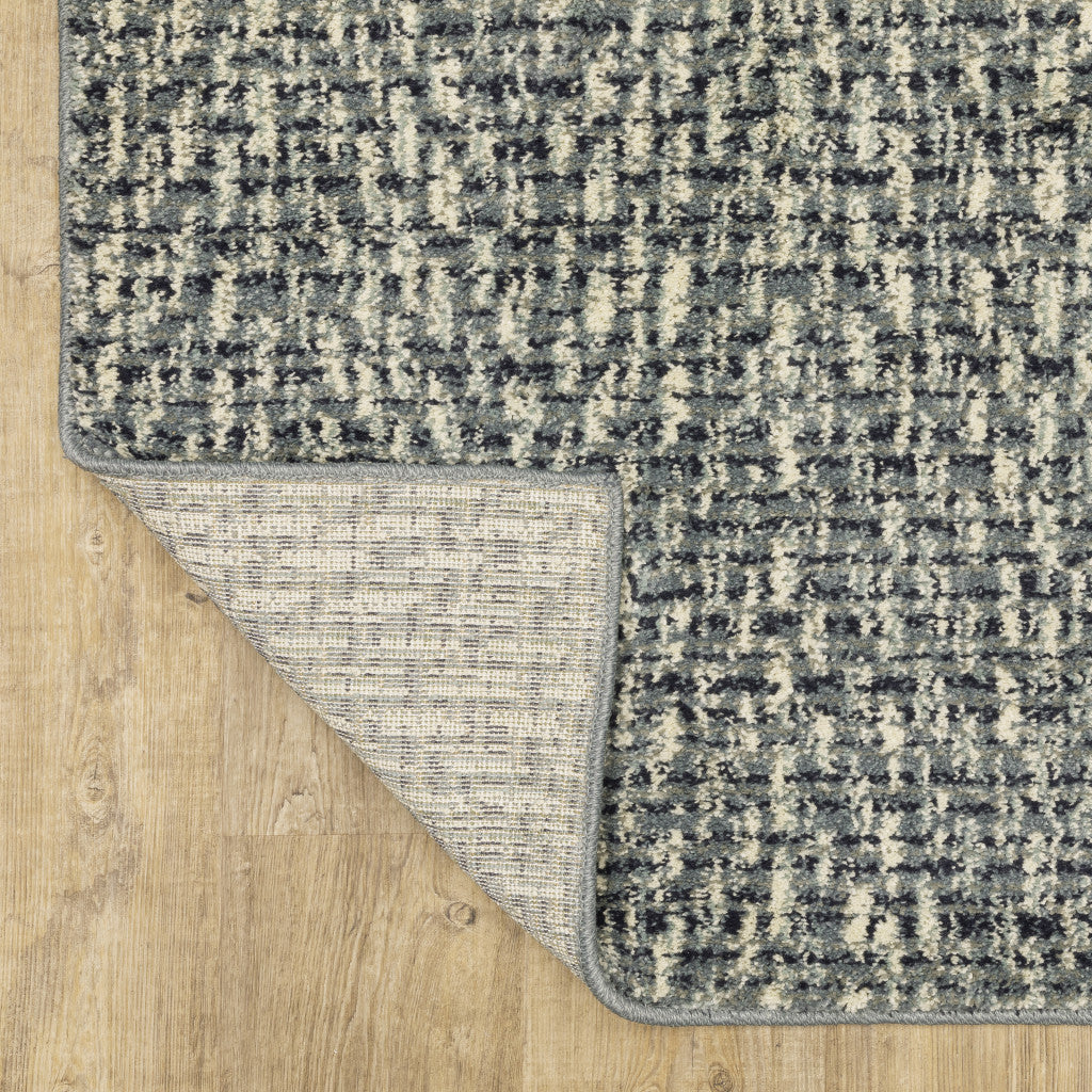 10 x 13 Blue Ivory Grey & Light Blue Geometric Power Loom Stain Resistant Rug