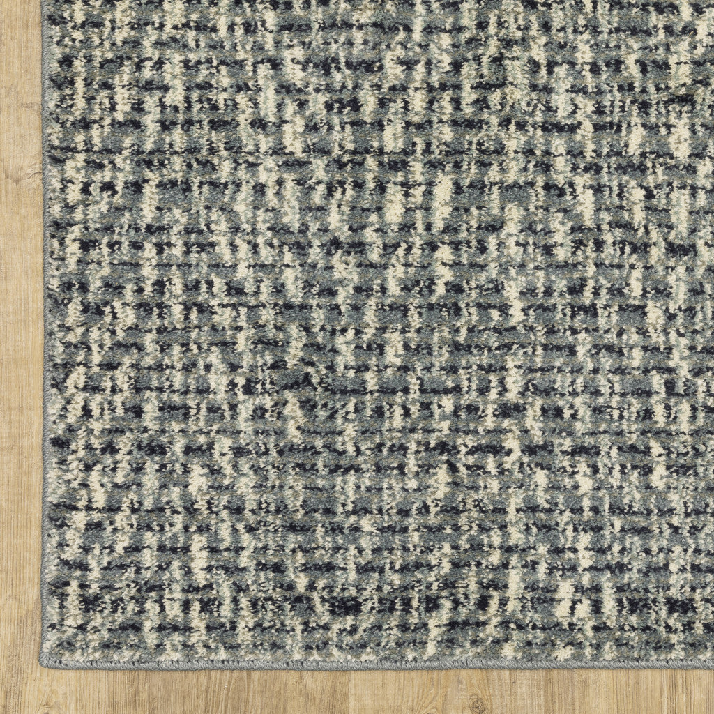 10 x 13 Blue Ivory Grey & Light Blue Geometric Power Loom Stain Resistant Rug