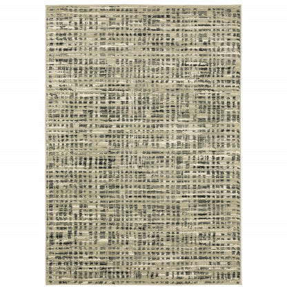 10 x 13 Beige Grey Ivory & Sage Blue Geometric Power Loom Stain Resistant Rug