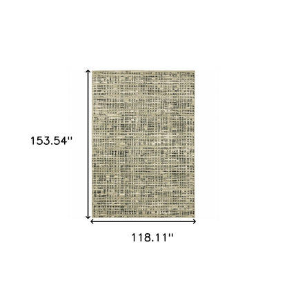10 x 13 Beige Grey Ivory & Sage Blue Geometric Power Loom Stain Resistant Rug