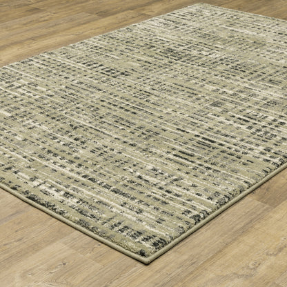 10 x 13 Beige Grey Ivory & Sage Blue Geometric Power Loom Stain Resistant Rug