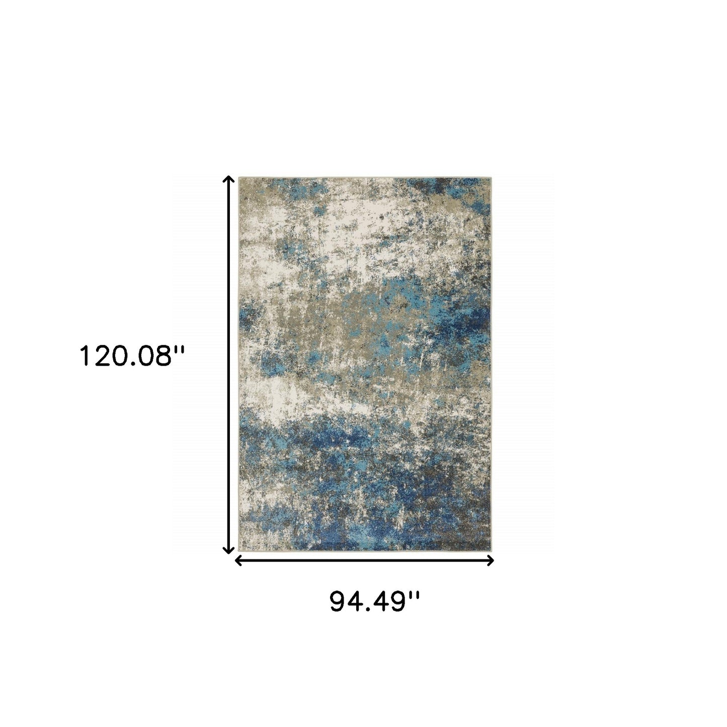 8 x 10 Blue Grey & Beige Power Loom Stain Resistant Rug