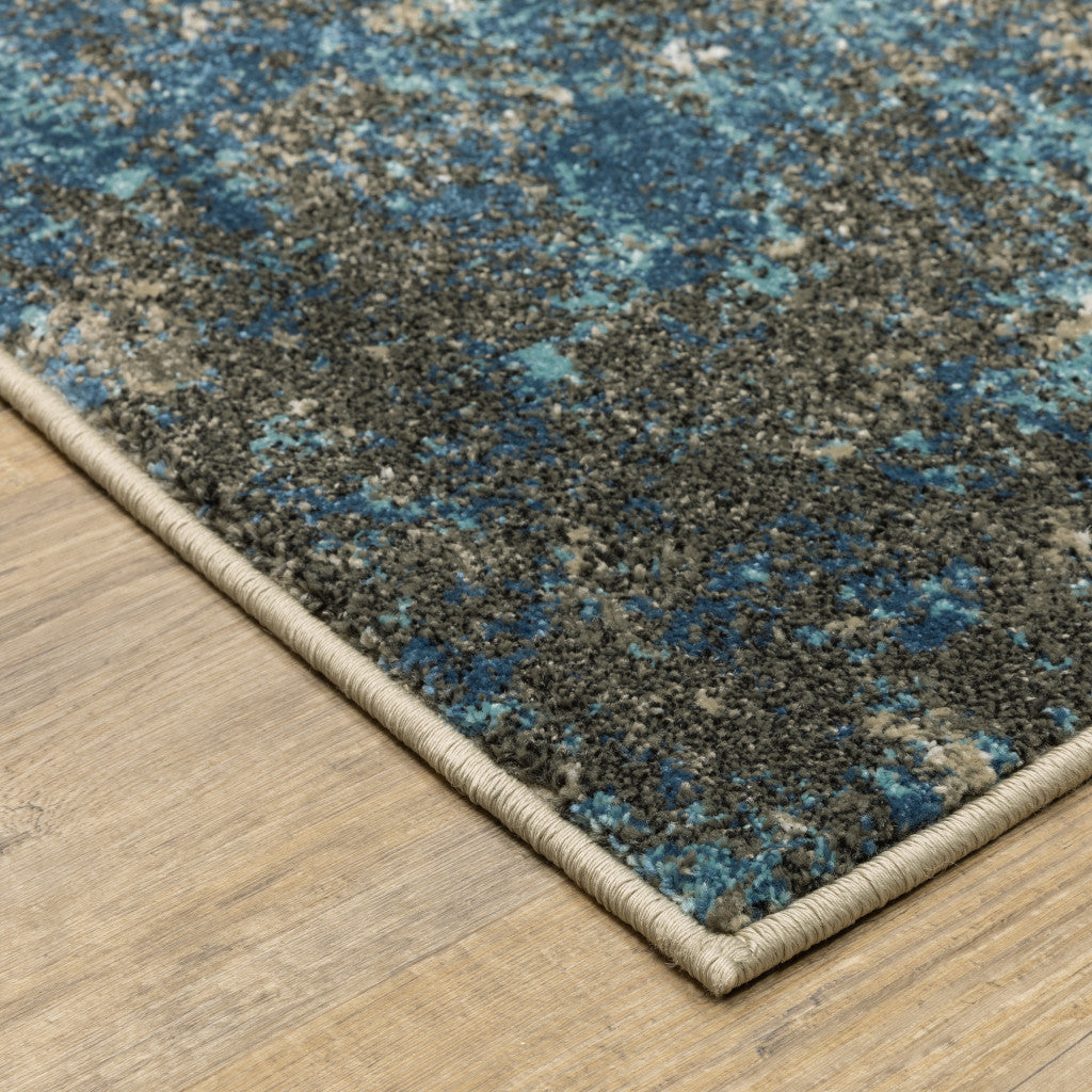 8 x 10 Blue Grey & Beige Power Loom Stain Resistant Rug