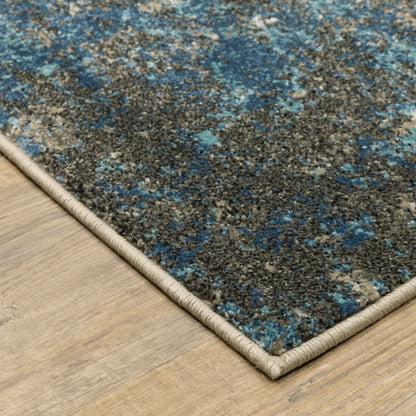 8 x 10 Blue Grey & Beige Power Loom Stain Resistant Rug