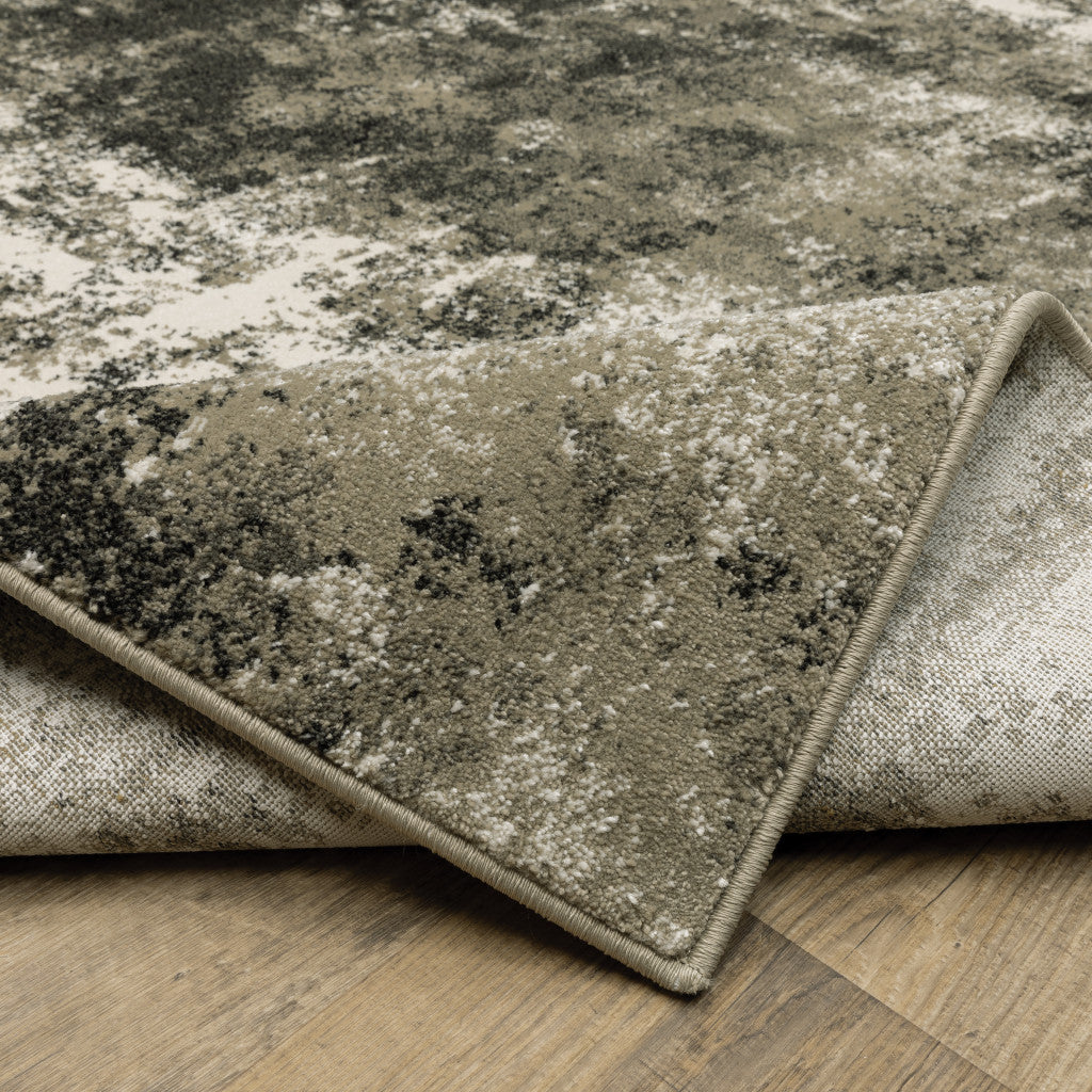 8 x 10 Charcoal Grey & Beige Power Loom Stain Resistant Rug