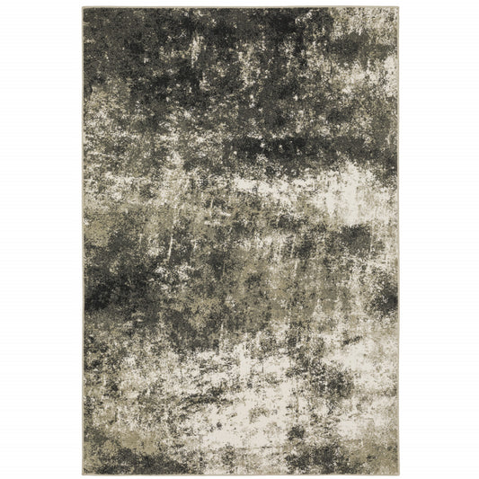 10 x 13 Charcoal Grey & Beige Power Loom Stain Resistant Rug