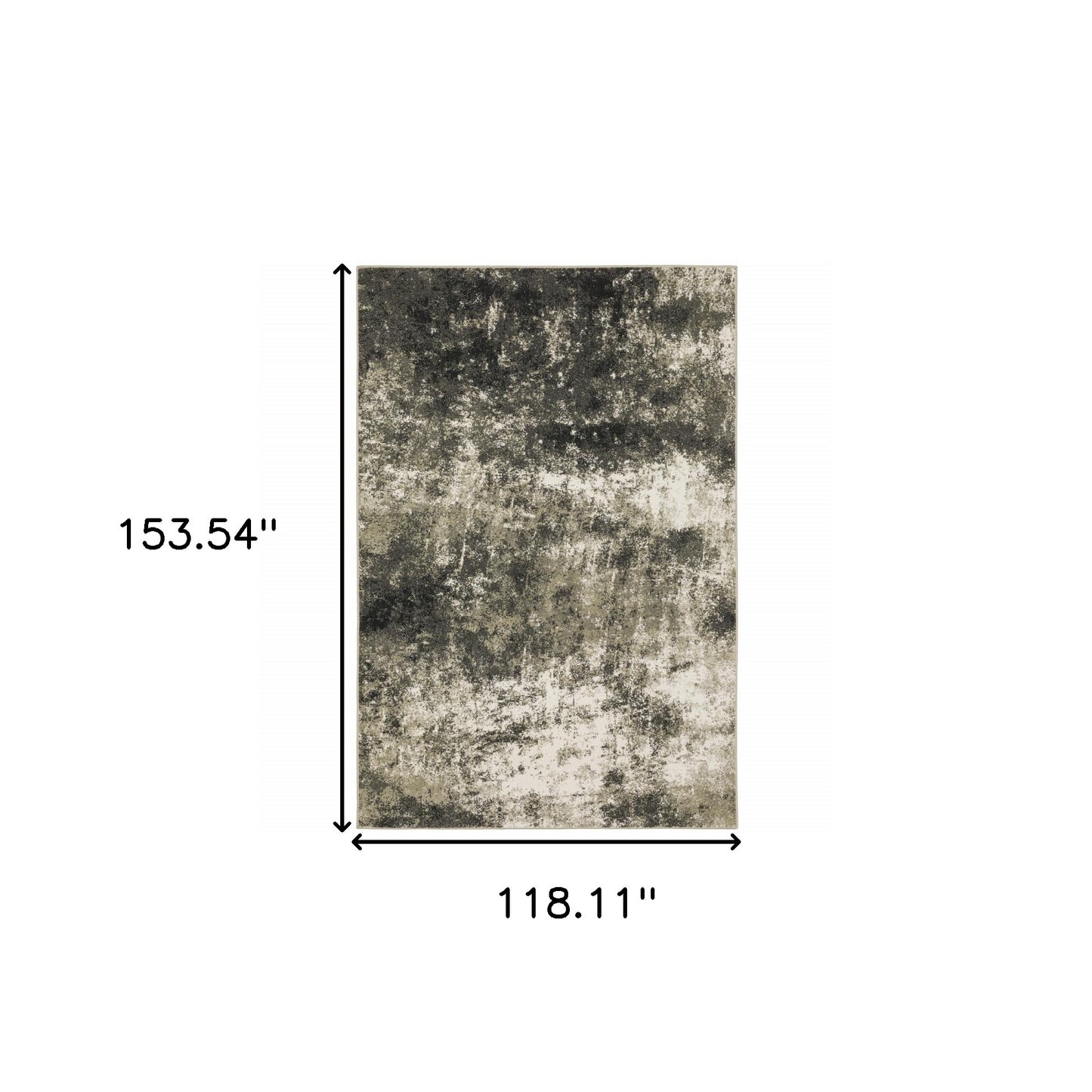 10 x 13 Charcoal Grey & Beige Power Loom Stain Resistant Rug