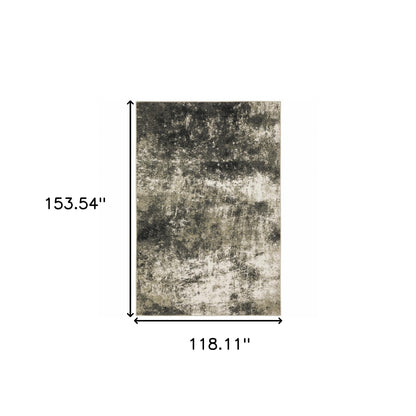 10 x 13 Charcoal Grey & Beige Power Loom Stain Resistant Rug