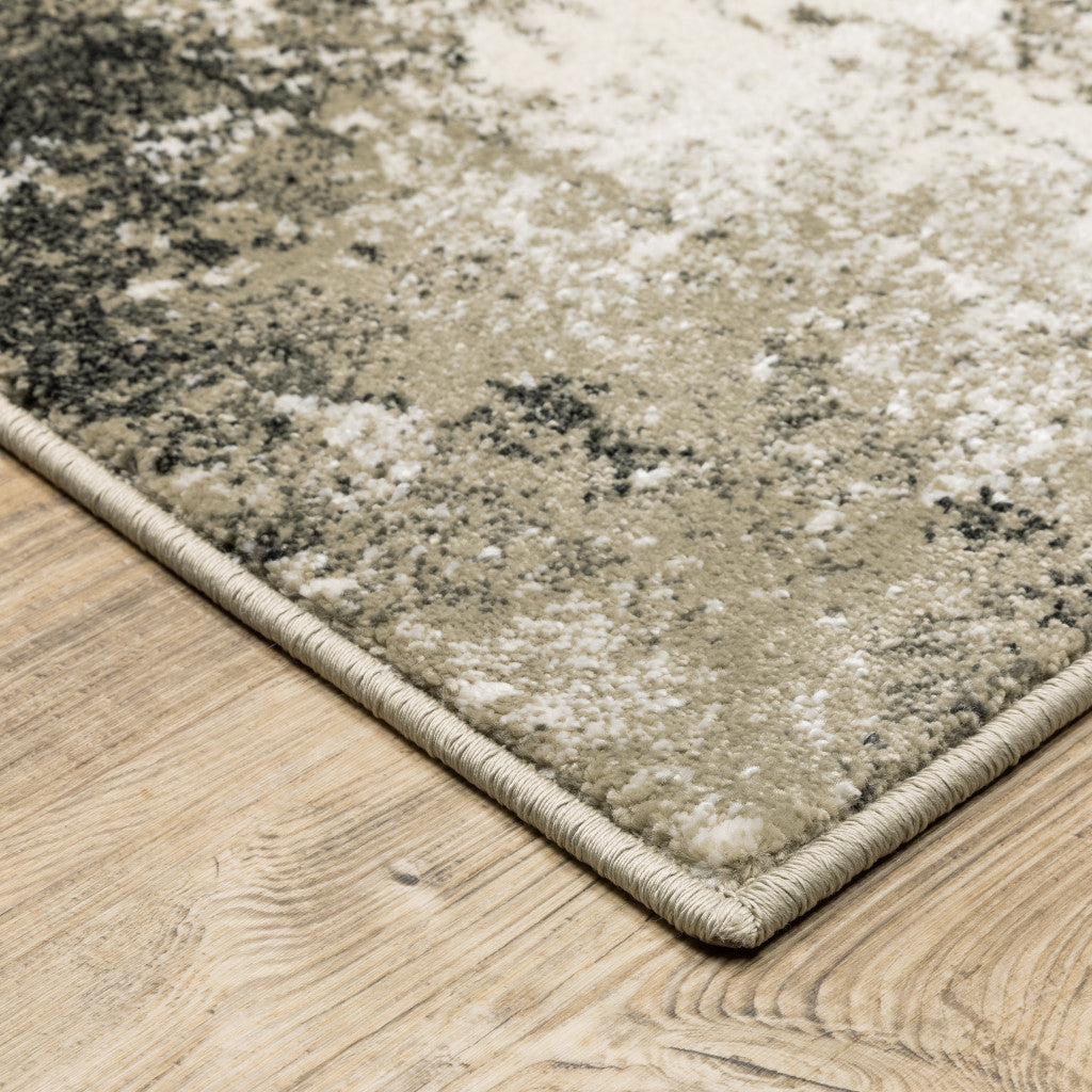10 x 13 Charcoal Grey & Beige Power Loom Stain Resistant Rug