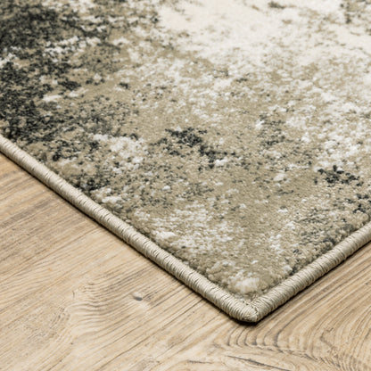 10 x 13 Charcoal Grey & Beige Power Loom Stain Resistant Rug