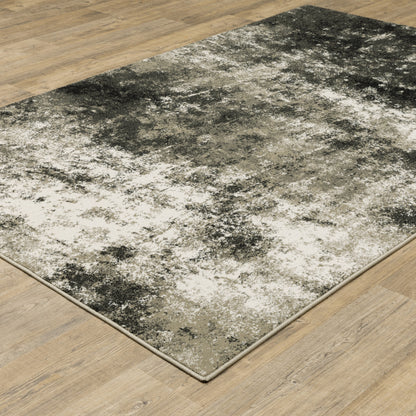 10 x 13 Charcoal Grey & Beige Power Loom Stain Resistant Rug