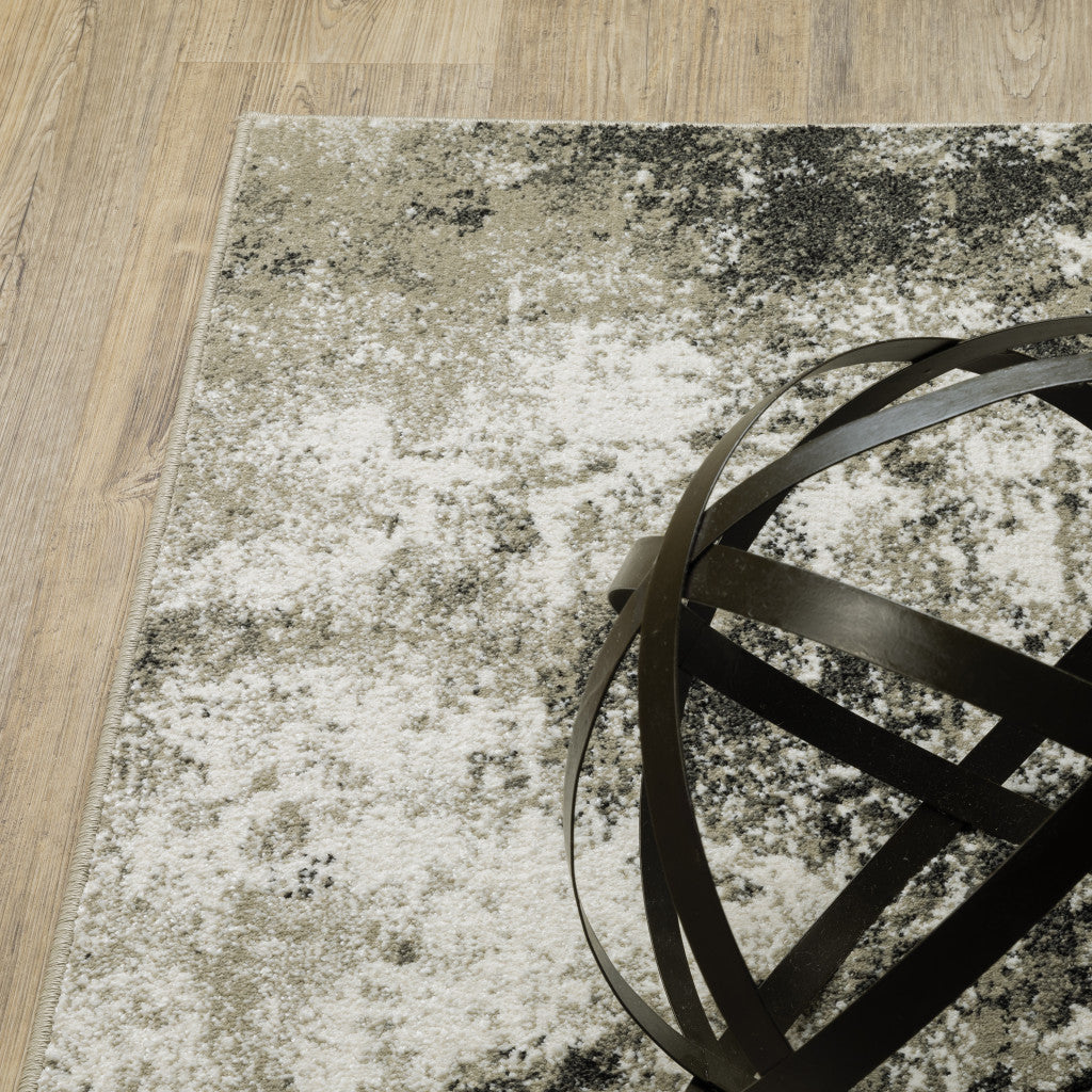 10 x 13 Charcoal Grey & Beige Power Loom Stain Resistant Rug