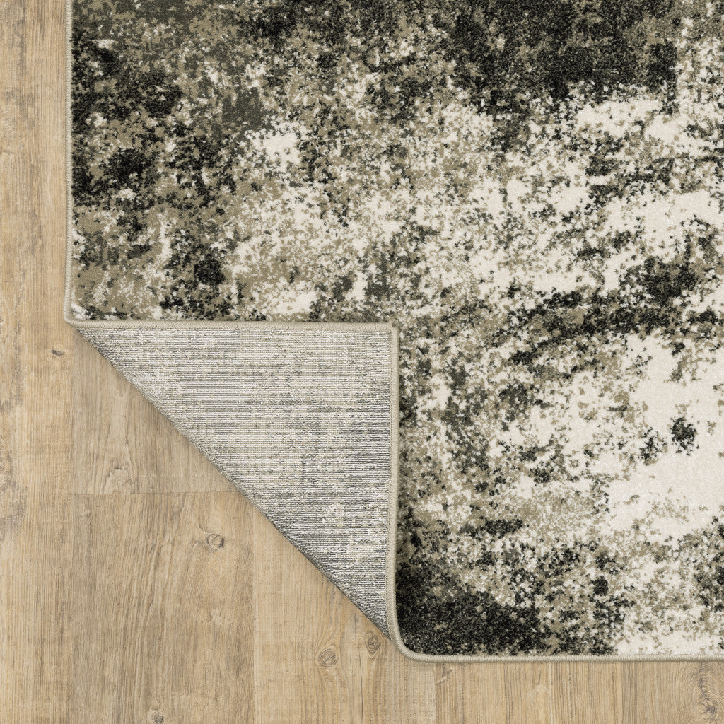 10 x 13 Charcoal Grey & Beige Power Loom Stain Resistant Rug