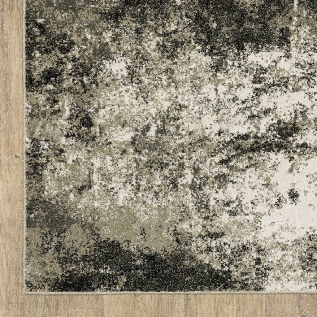10 x 13 Charcoal Grey & Beige Power Loom Stain Resistant Rug