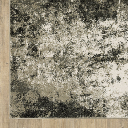 10 x 13 Charcoal Grey & Beige Power Loom Stain Resistant Rug