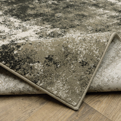10 x 13 Charcoal Grey & Beige Power Loom Stain Resistant Rug