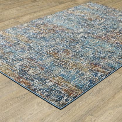 10 x 13 Blue Teal Gold Rust & Beige Power Loom Stain Resistant Rug